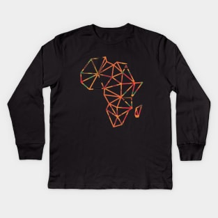 Africa Map ,Geometric, African Ankara Kente Pattern Kids Long Sleeve T-Shirt